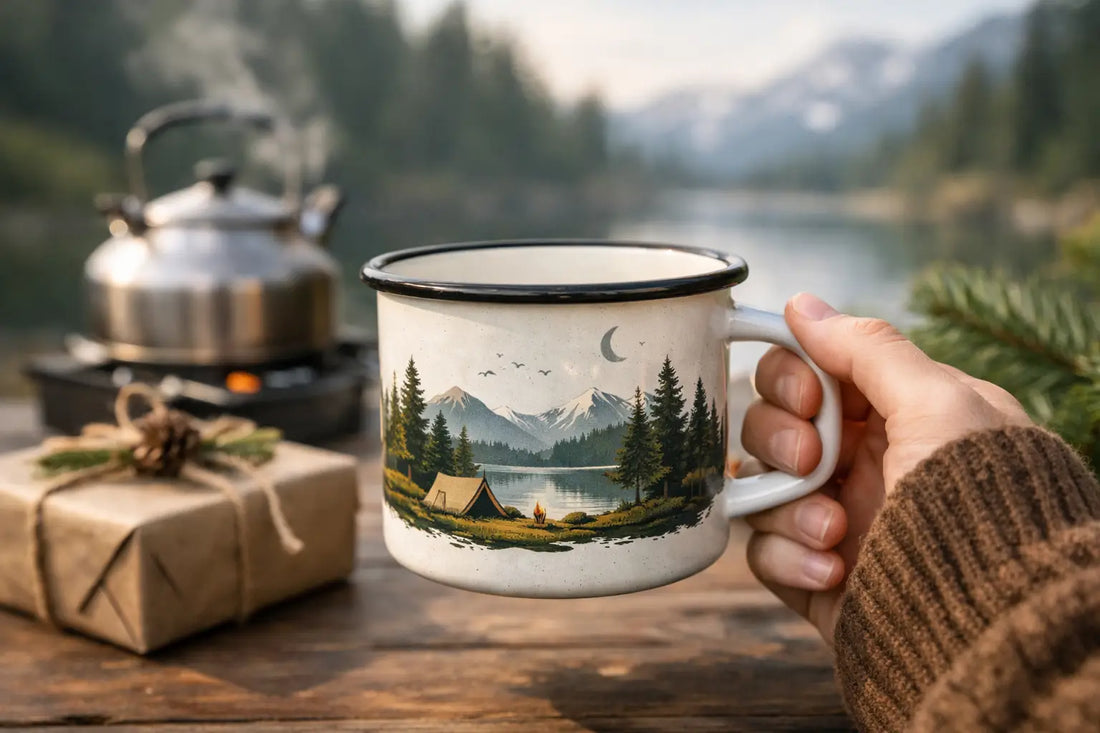 Nordische Camping-Tasse als Geschenk wählen