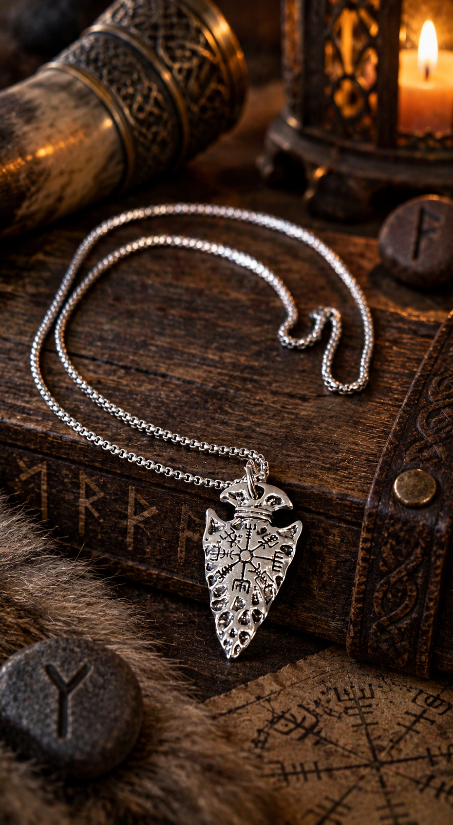 Viking Spear – Vegvisir Halskette